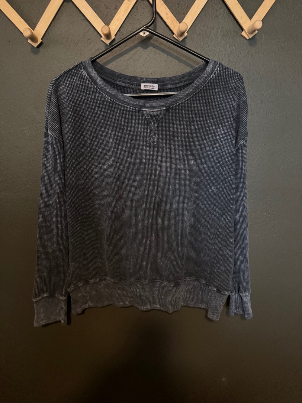 LA Made Long Sleeve Thermal Waffle Knit Shirt